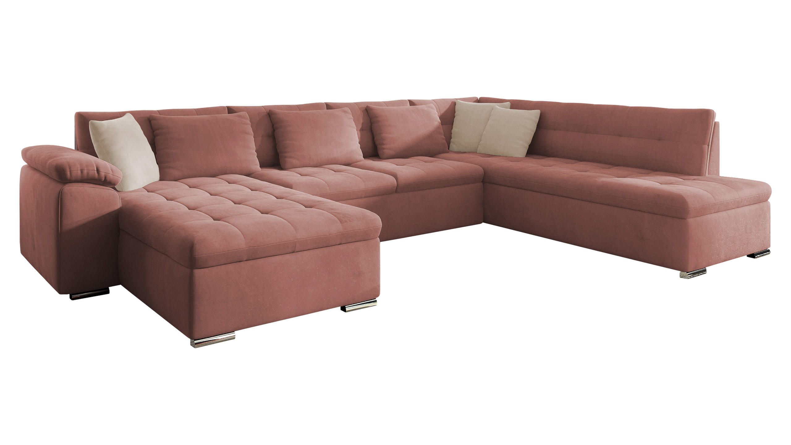 WOHNLANDSCHAFT Niko Bis, Seite: Links - Rosa, Holz/Textil (348/76/205cm) - MIRJAN24