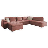 WOHNLANDSCHAFT Niko Bis, Seite: Links - Rosa, Holz/Textil (348/76/205cm) - MIRJAN24