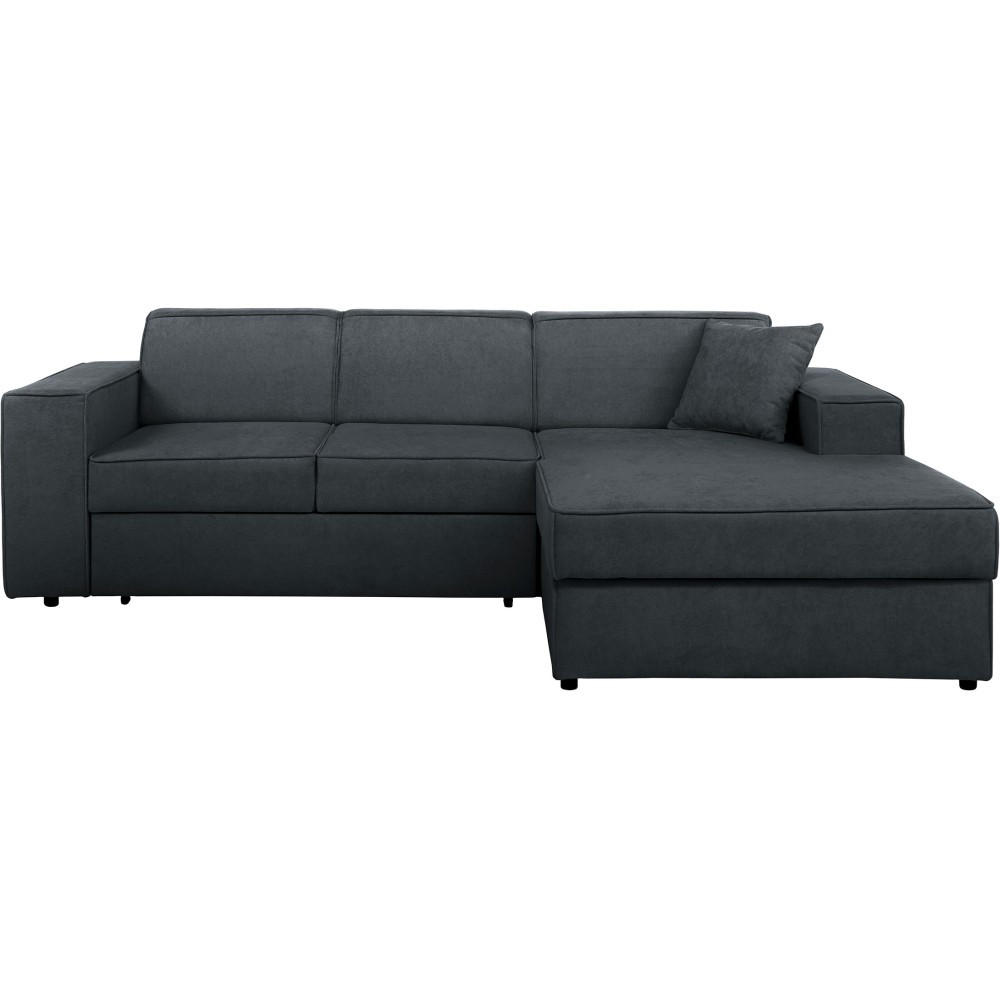 ECKSCHLAFSOFA mit Schlaffunktion Pedro L dunkelgrau rechts - Dunkelgrau/Schwarz, Kunststoff/Textil (267/160cm) - Beautysofa