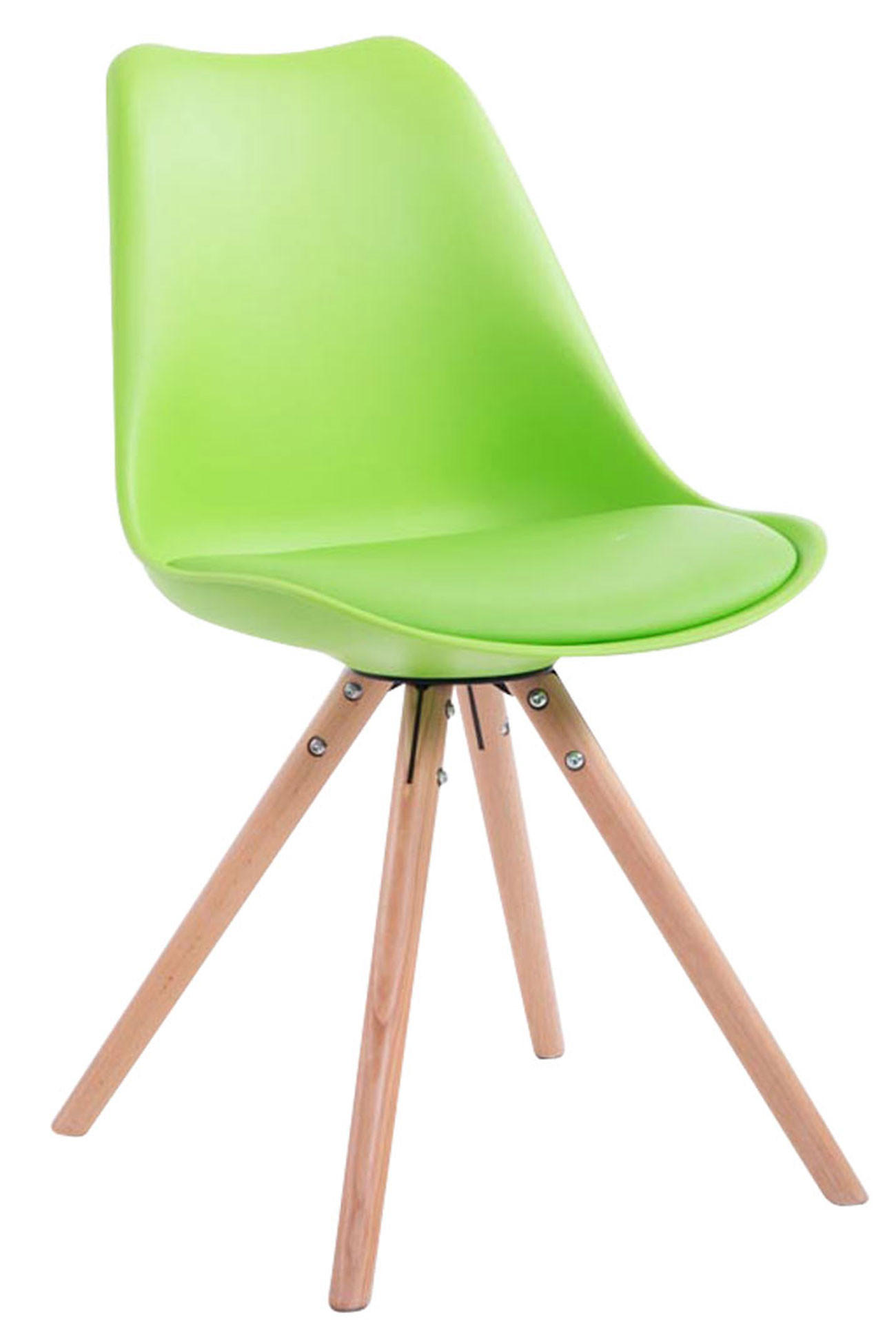 STUHL Lederlook grün - Eukalyptusholzfarben/Grün, Holz/Textil (48/83/56cm) - CLP