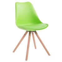 STUHL Lederlook grün - Eukalyptusholzfarben/Grün, Holz/Textil (48/83/56cm) - CLP