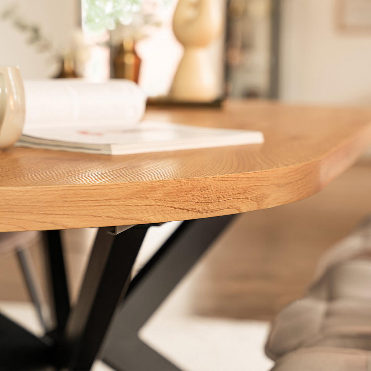 ESSTISCH OVAL AVENTI - Light Oak, 200 x 100 cm - Hellbraun, Holz (160/100/4cm) - Home Deluxe