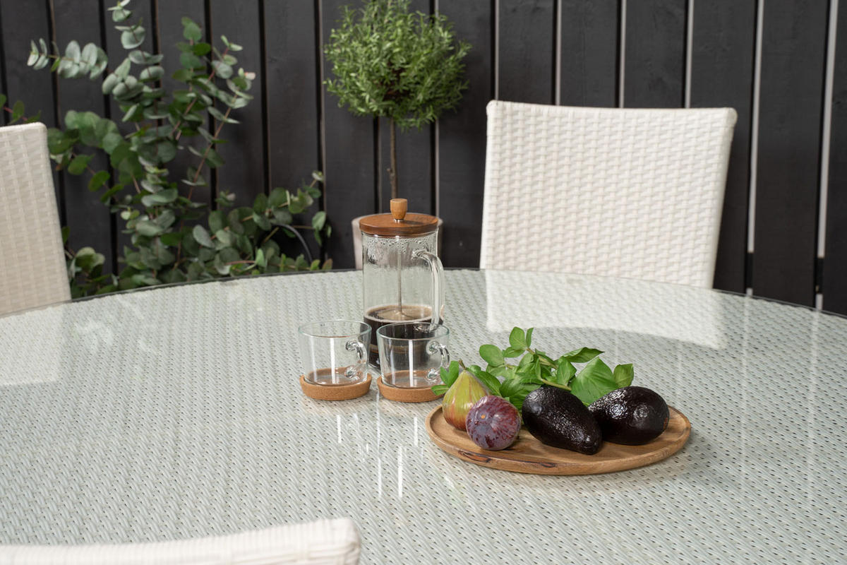 GARTENTISCHGRUPPE Weiß - Weiß, Holzwerkstoff - ebuy24