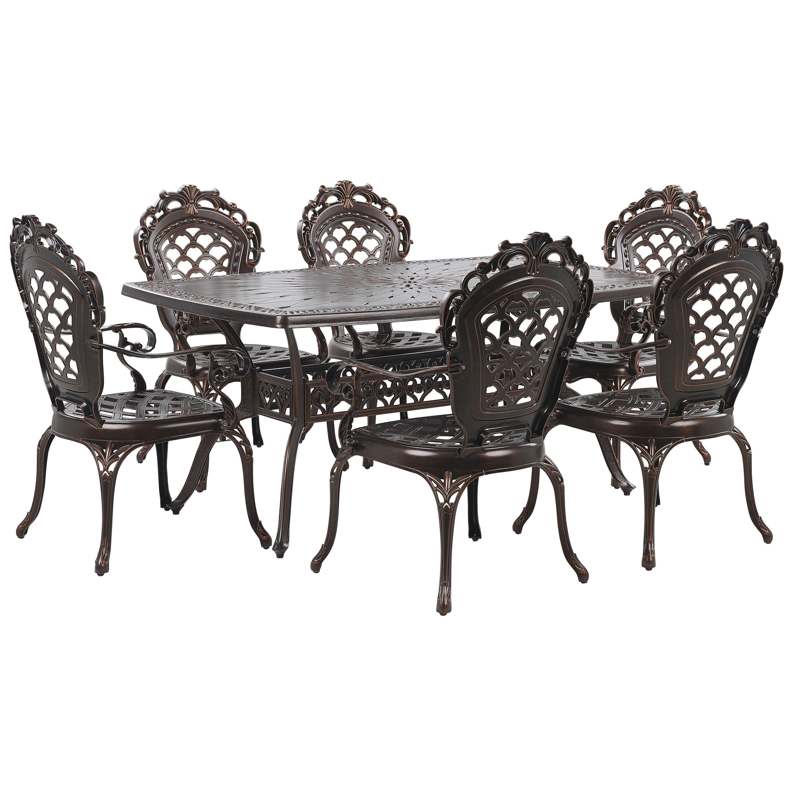GARTENMÖBEL SET 6-Sitzer Aluminium dunkelbraun Lizzano - Braun/Orange, Metall - Beliani
