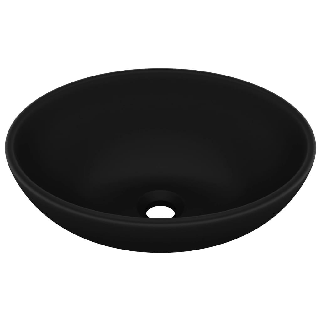 WASCHBECKEN Oval 40/33/13,5 cm aus Keramik Matt Schwarz Luxuriös - Schwarz, Keramik (40/13.5/33cm) - vidaXL