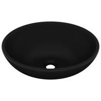 WASCHBECKEN Oval 40/33/13,5 cm aus Keramik Matt Schwarz Luxuriös - Schwarz, Keramik (40/13.5/33cm) - vidaXL
