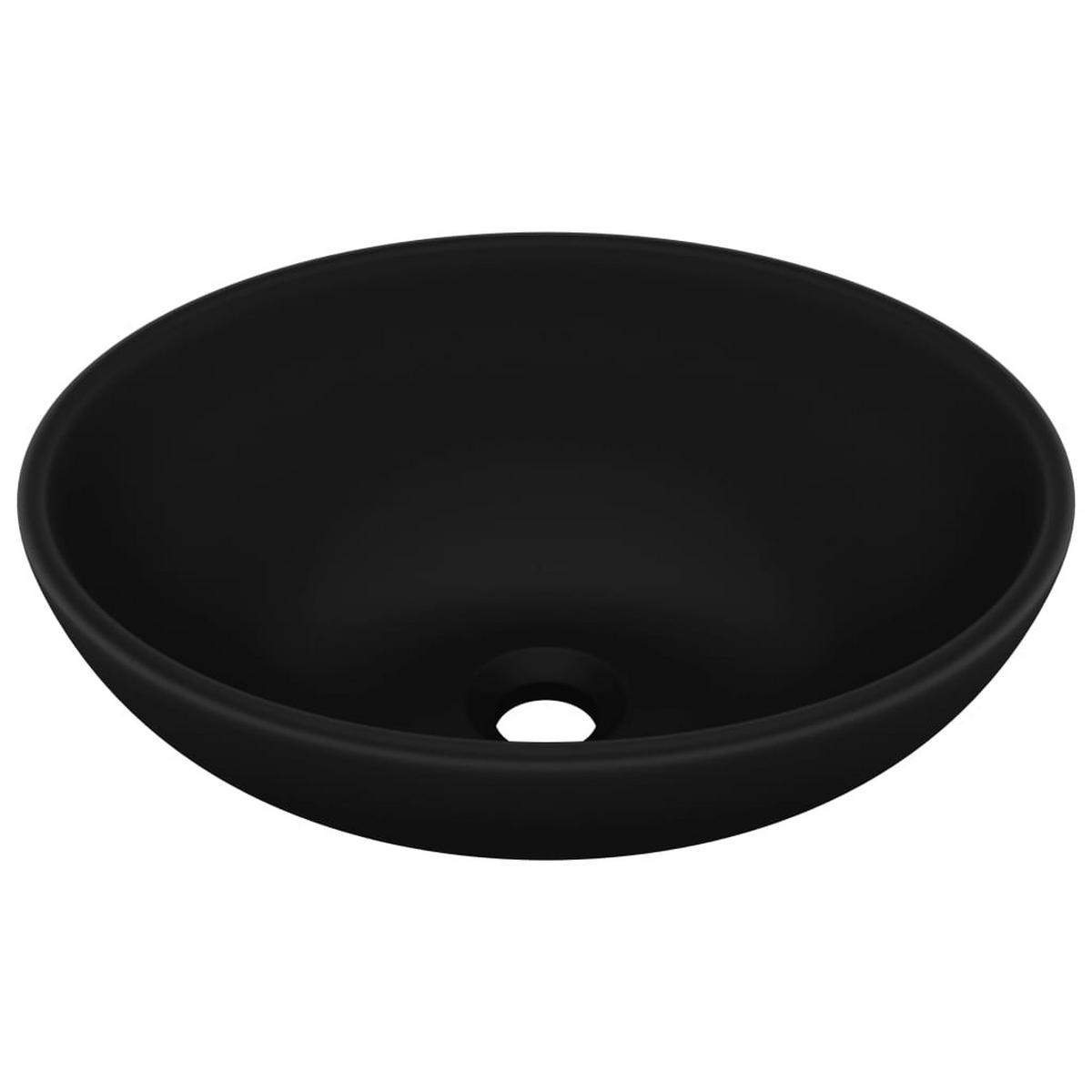 WASCHBECKEN Oval 40/33/13,5 cm aus Keramik Matt Schwarz Luxuriös - Schwarz, Keramik (40/13.5/33cm) - vidaXL