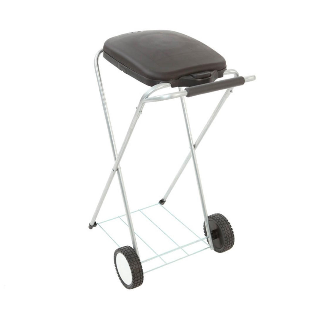 MÜLLEIMER Klassischer Abfallsackständer Mit Deckel und Rollen 83 x 44 x 56 cm Verzinkte Rohre Schwarz - Schwarz, Metall (44/83/56cm) - PROREGAL
