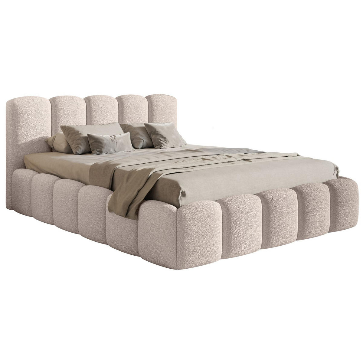 POLSTERBETT Cloudy II Hellbeige 160x200 cm - Ecru, Holz/Textil (160/200cm) - Selsey