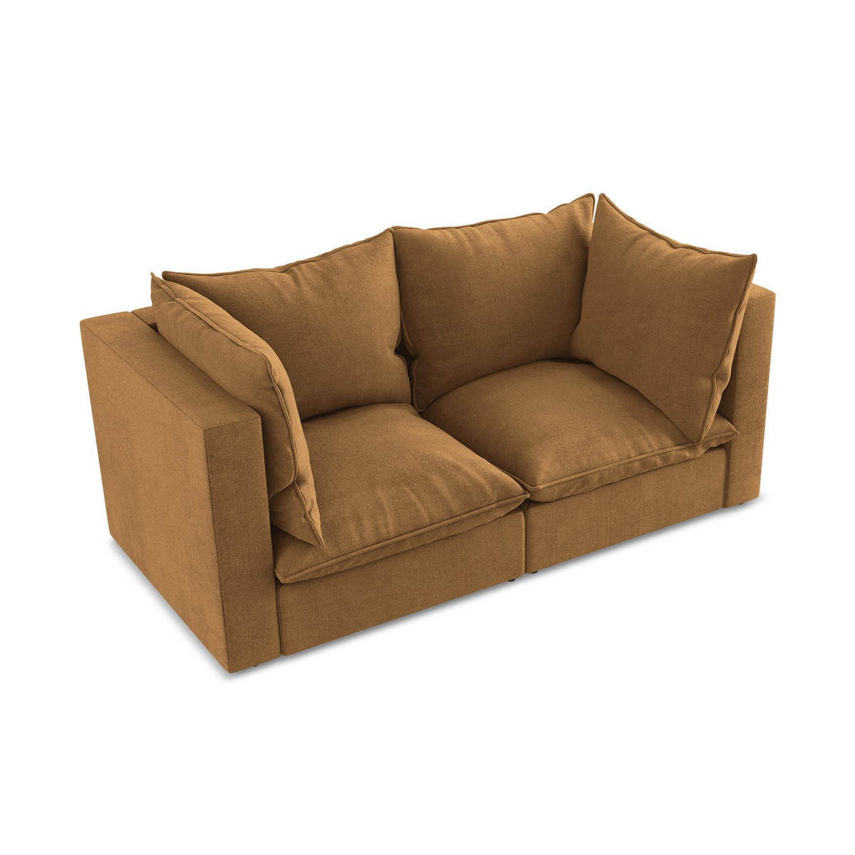 2-SITZER SOFA Strukturstoff Orange - Terracotta/Schwarz, Holzwerkstoff/Kunststoff (180/77/90cm) - LaMiaSofa
