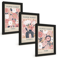BILDER SET 3er Set - 20x30 cm Schwarzer Rahmen - Blumenmotive Tokio London Paris - Schwarz, Kunststoff (20/30cm) - TULUP
