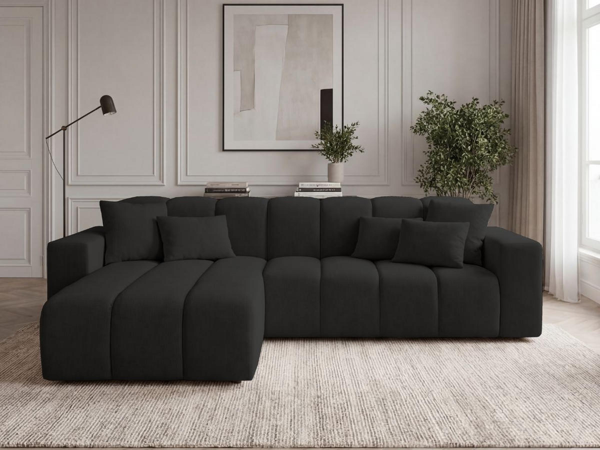 ECKSOFA Nork Schwarz Links - Schwarz, Holz/Textil (180/265cm) - Graingold
