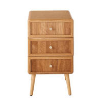NACHTTISCH mit 3 Schubladen und lamellenartiger Front 35/71/42 cm - Apfelbaumfarben, Holzwerkstoff (35/71/42cm) - Calicosy