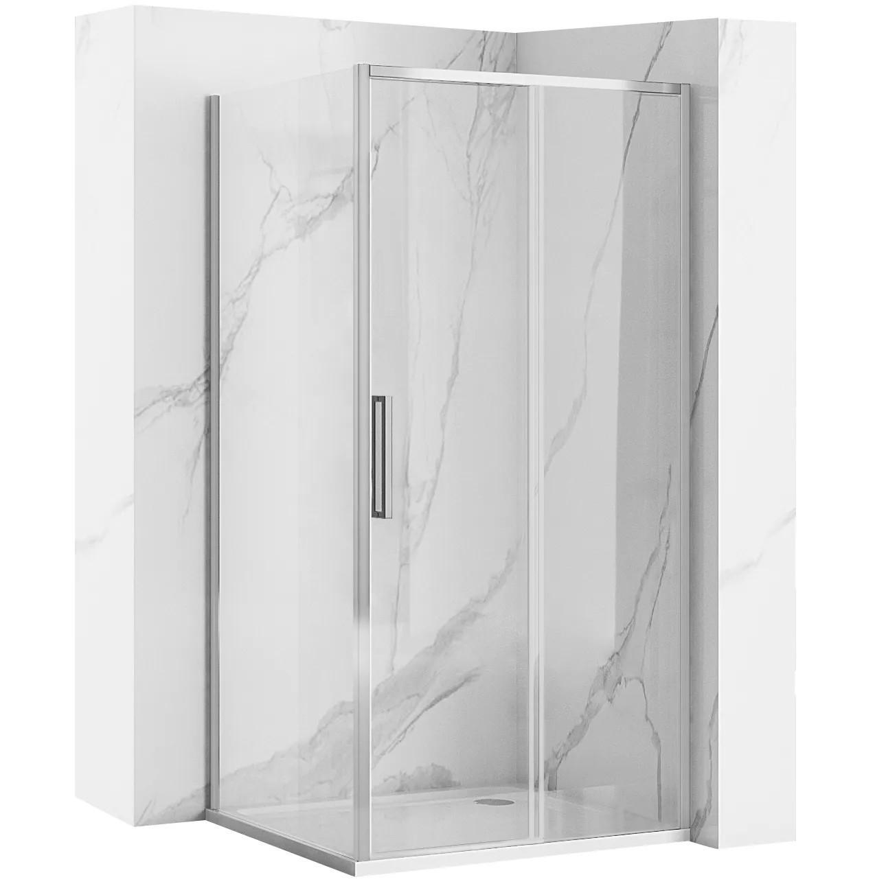 DUSCHKABINE Rea Rapid Slide Chrom 130x90 - Chromfarben, Glas (130/90/195cm) - REA