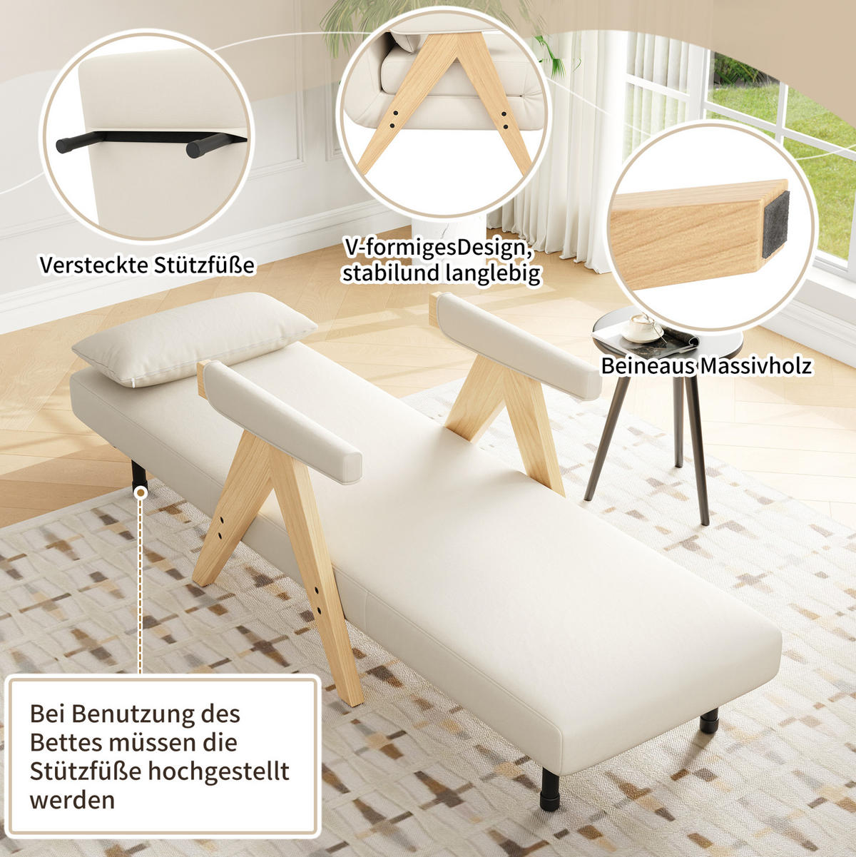 SESSEL 87/64/60 cm Beige aus Linen mit Schlaffunktion - Beige, Textil (87/64/60cm) - OKMYHOME