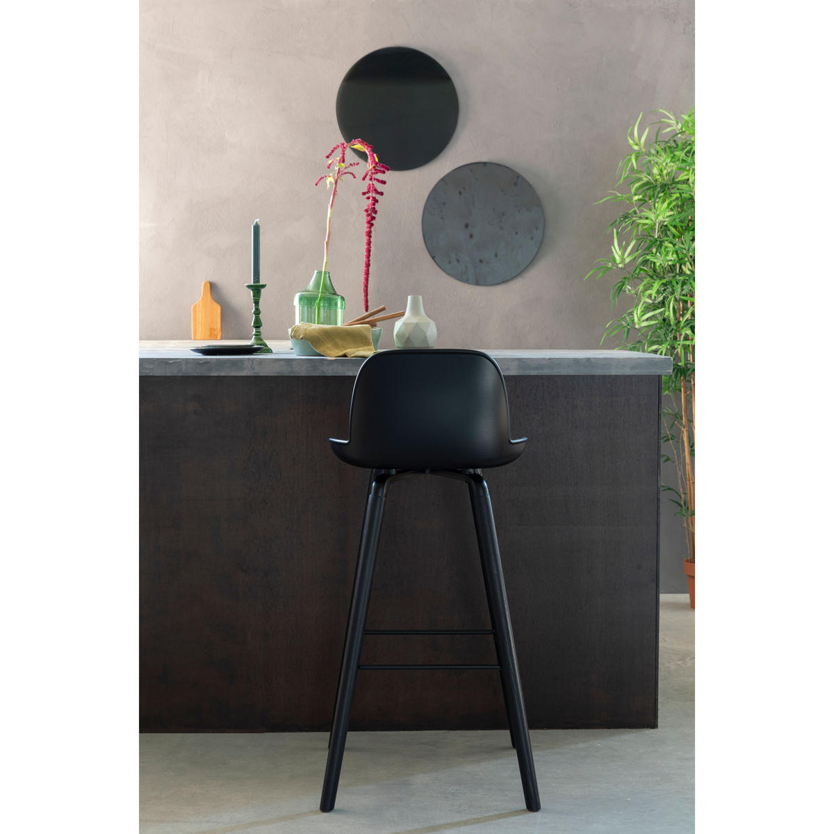 BARHOCKER Albert Kuip Rückenlehne 75 cm Schwarz - 2 er Set - Schwarz, Kunststoff (47/98.5/47.5cm) - Zuiver