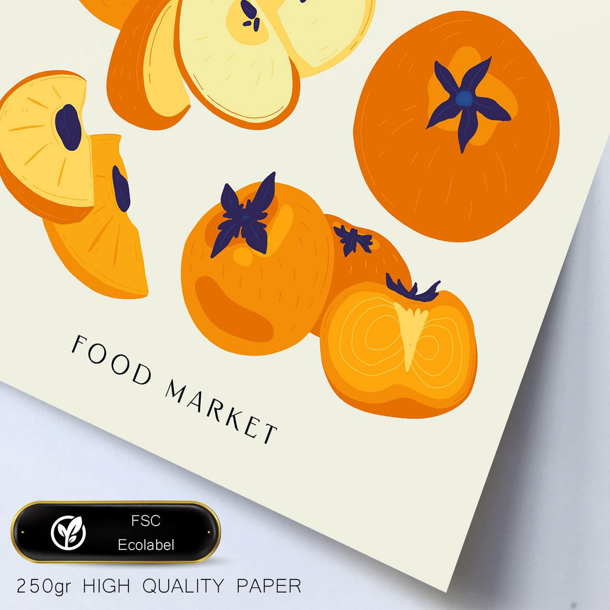 POSTER Set Mit 6 Lebensmittel Und Ernährungs Runde Früchte Natur Und Botanikdrucke Für Innenarchitektur A3 & A4 Weißer Rahmen - Weiß, Papier (29/3cm) - Nacnic