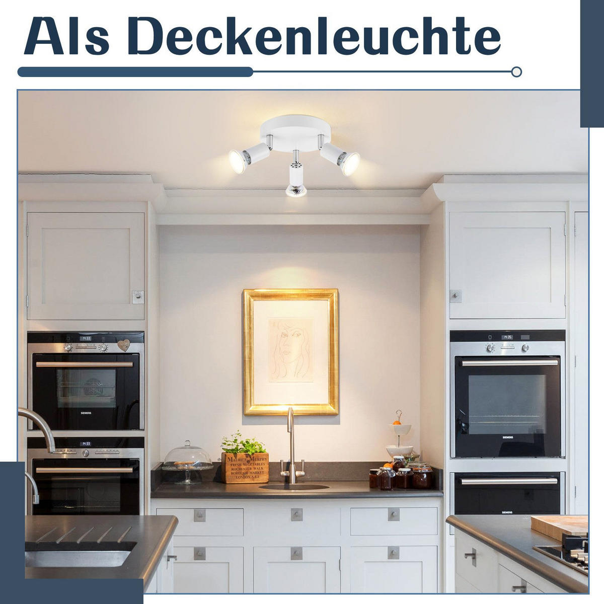 STRAHLER Bamberg 3-flammig 15/15/10.4 cm - Weiß, Metall (15/15/10.4cm) - Nettlife