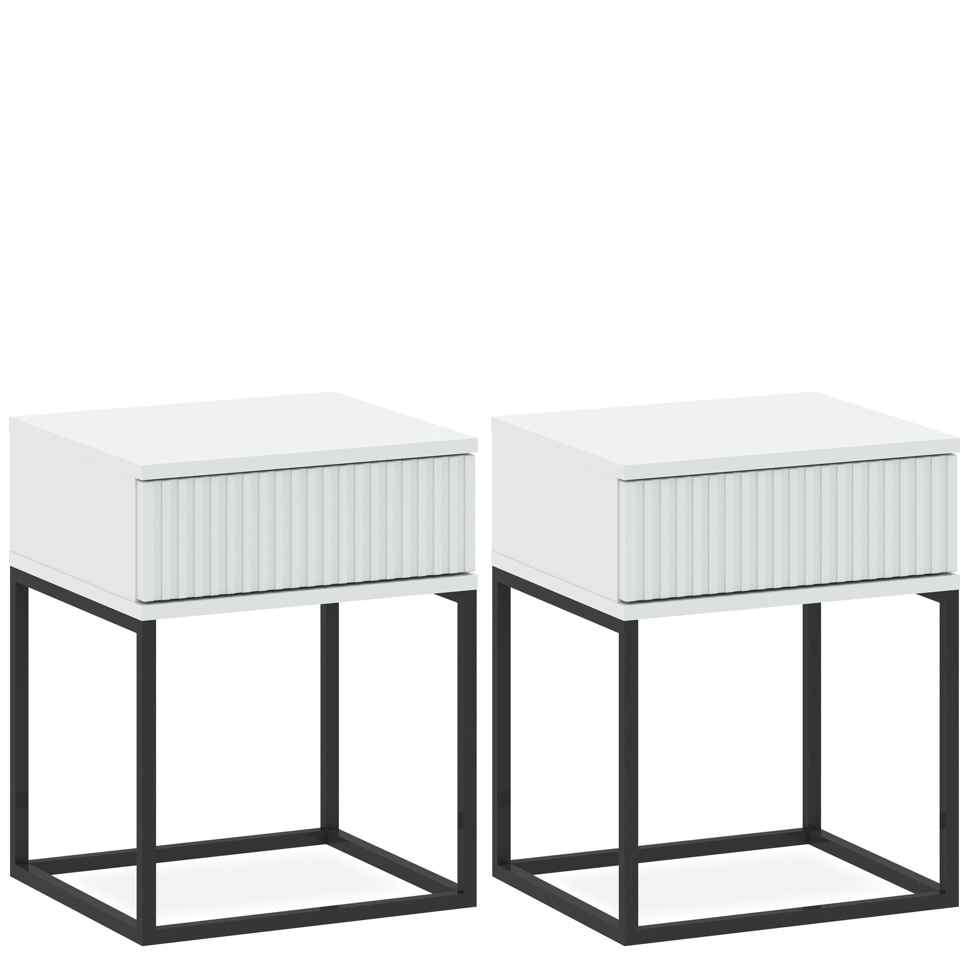 NACHTTISCH RECTUS 2-er Set - Schwarz/Weiß, Holzwerkstoff (40/52/39cm) - KONSIMO®