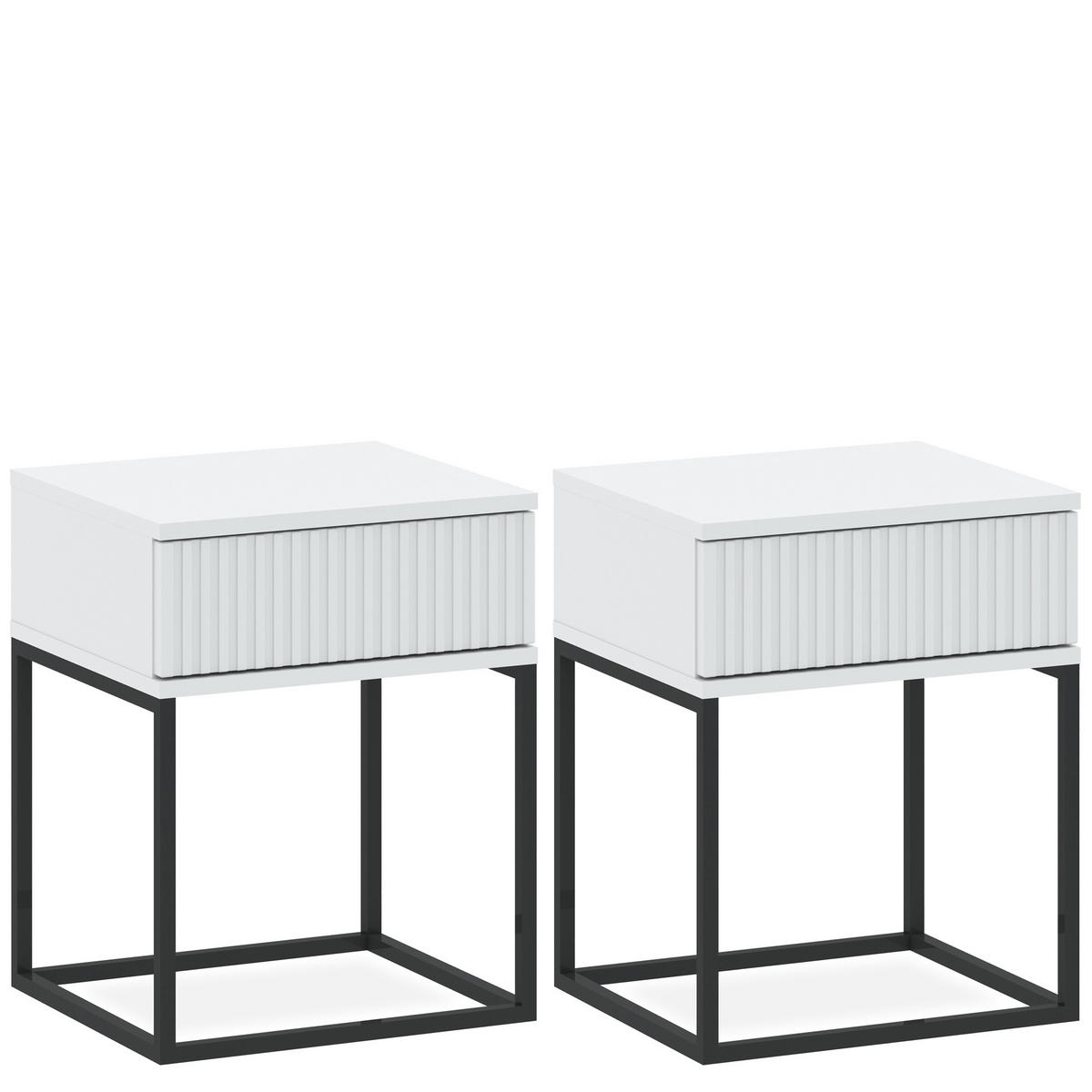 NACHTTISCH RECTUS 2-er Set - Schwarz/Weiß, Holzwerkstoff (40/52/39cm) - KONSIMO®