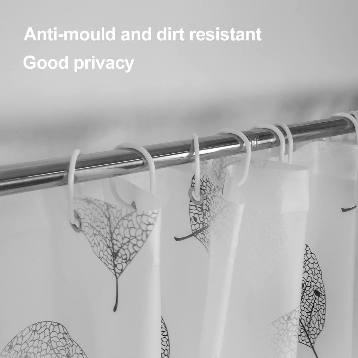 DUSCHVORHANG Weiß Blatt schimmelresistent waschbar für Zuhause Badewanne - Weiß, Kunststoff (180/200cm) - MCBOSON