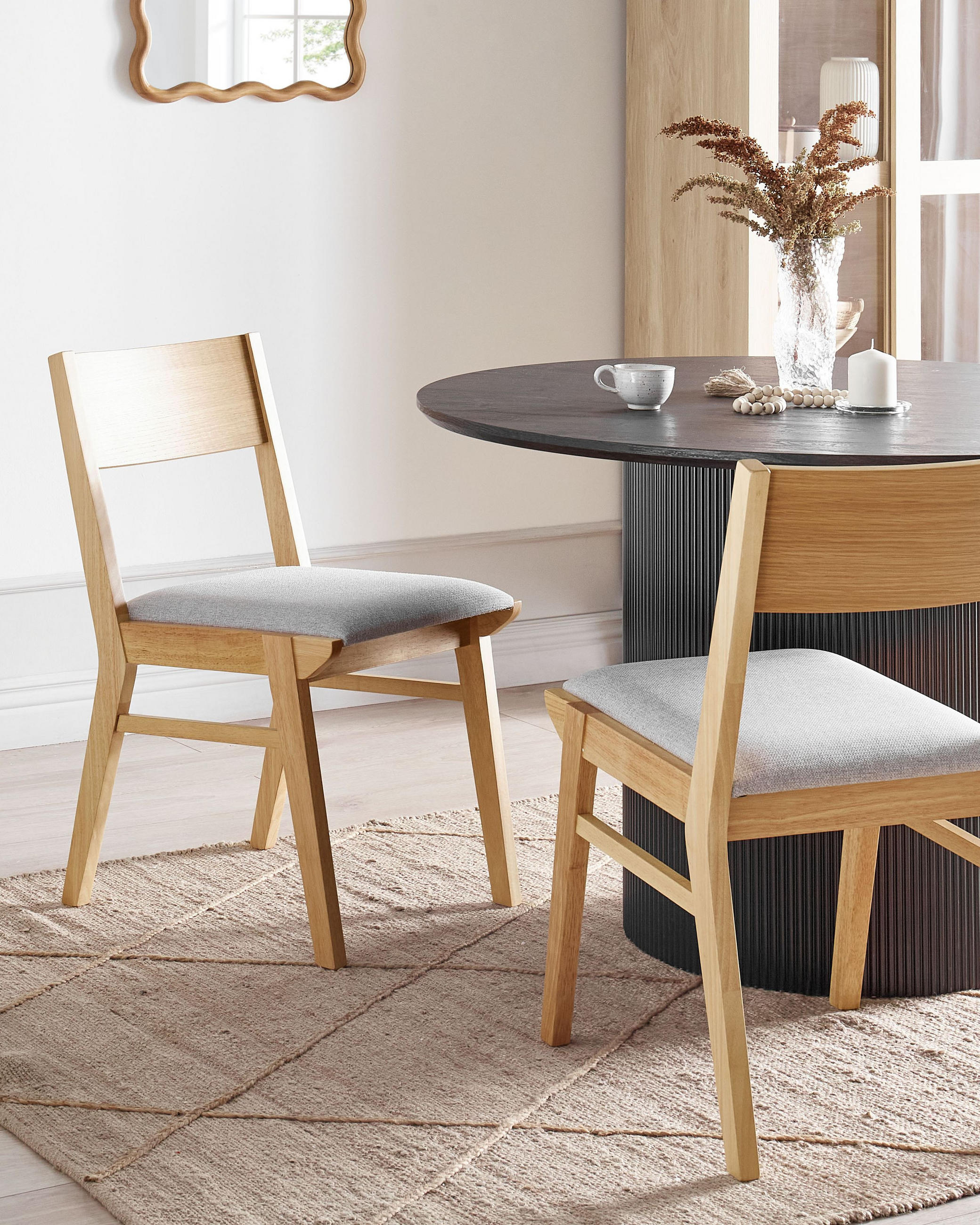 Thumbnail - Beliani Esszimmerstuhl, Braun, Hellgrau, Holz, 45x80x60 cm, Esszimmer, Stühle, Esszimmerstühle, Vierfußstühle