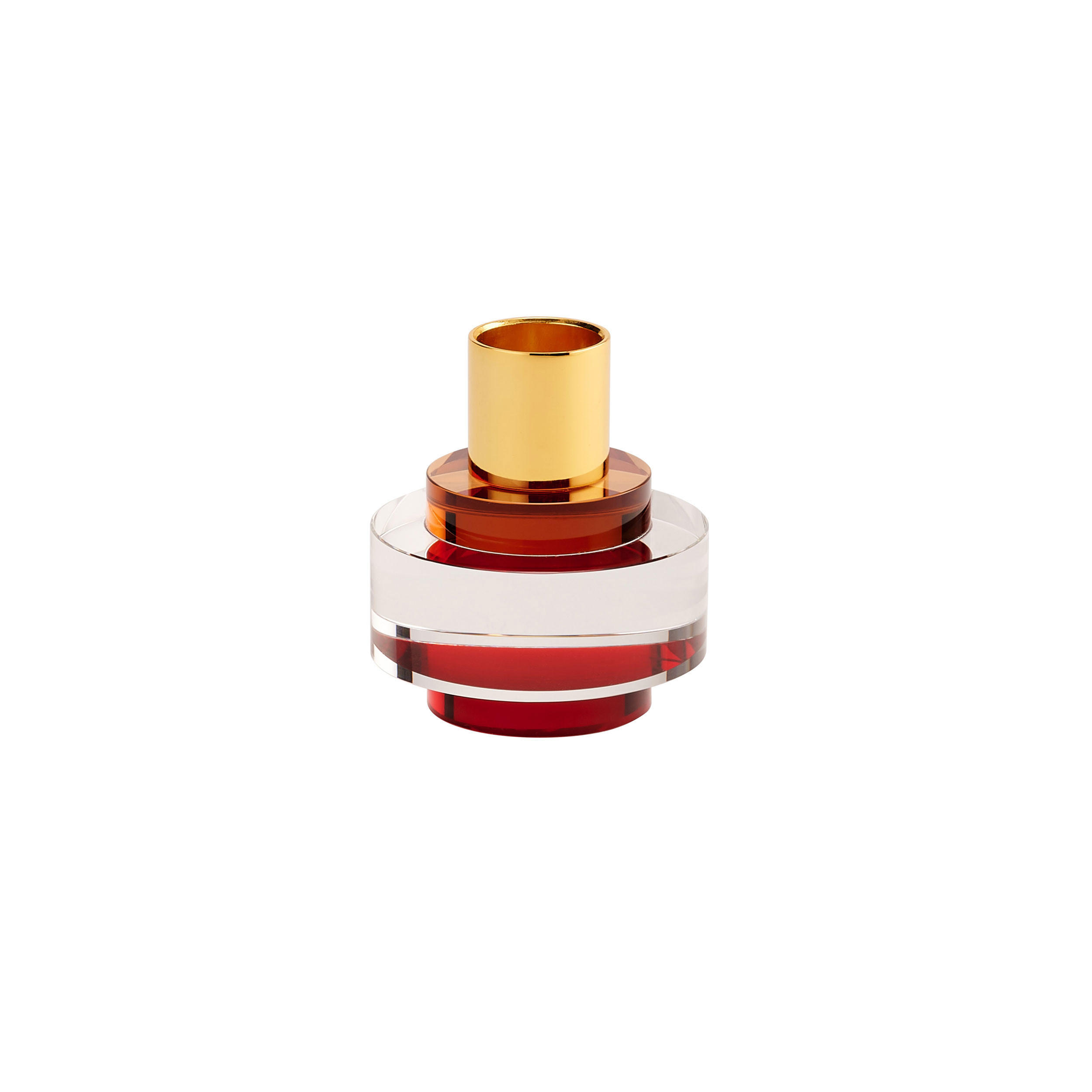 KERZENHALTER Dioptrics, Rund, Kristallglas, Rot, H 7 cm - Rot, Glas (10/10/10cm) - Gift Company