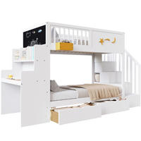 ETAGENBETT 90/200 cm aus Kiefernholz mit Schreibtisch und Treppe, Weiß - Weiß, Holz (90/200cm) - OKMYHOME