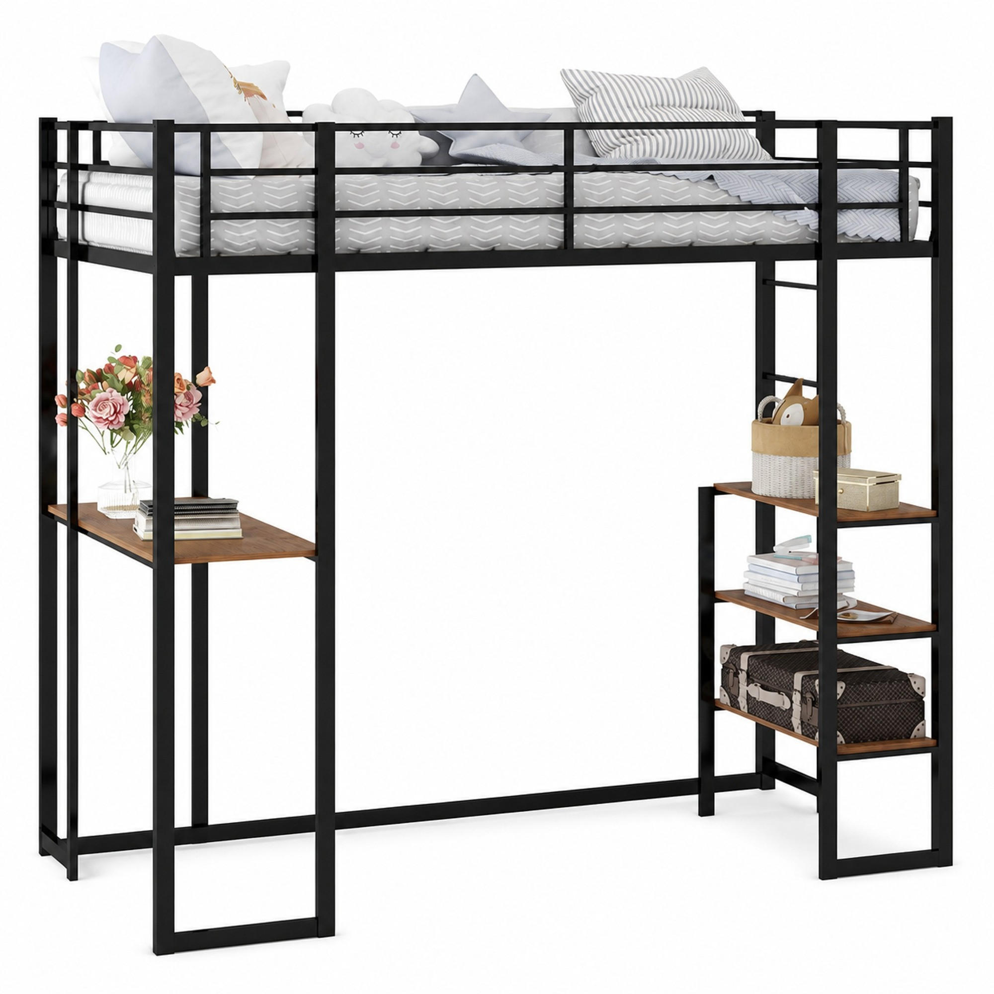 Beauniv Hochbett Schwarz 90x190 cm