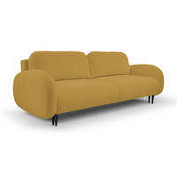 SOFA SOFT RunAgin Mit Schlaffunktion Und Bettkasten, PUR-Schaum, Schwarze Kunststofffüße, lose Rückenkissen, freistehend, 232x109x95 cm Gold-coloured - Goldfarben, Holz/Textil (232/95/109cm) - DomoHome