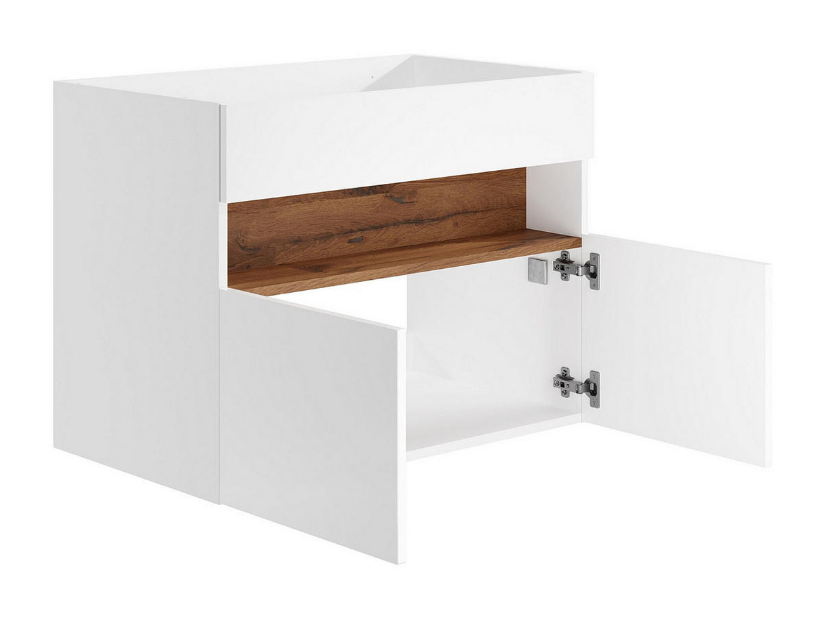 WASCHBECKENUNTERSCHRANK - 80cm x 46cm - MDF - naturfarben dunkel, weiß - POGEZA - Naturfarben, Holz (80/60/46cm) - Vente-Unique