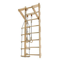 SPROSSENWAND für Kinder mit Turnringen - Naturfarben, Holz (62/57cm) - Juskys