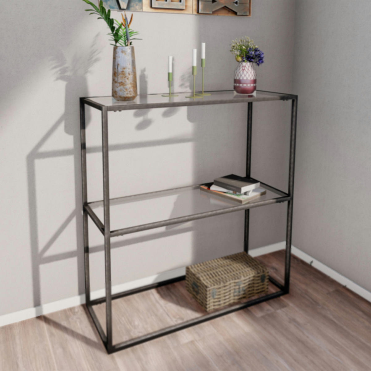 KONSOLENTISCH Konnevesi - Schwarz, Metall (30/80/85cm) - [en.casa]
