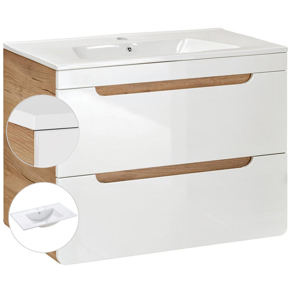 WASCHTISCH Luton-56 - Weiß, Holzwerkstoff (81/61/46cm) - Lomado