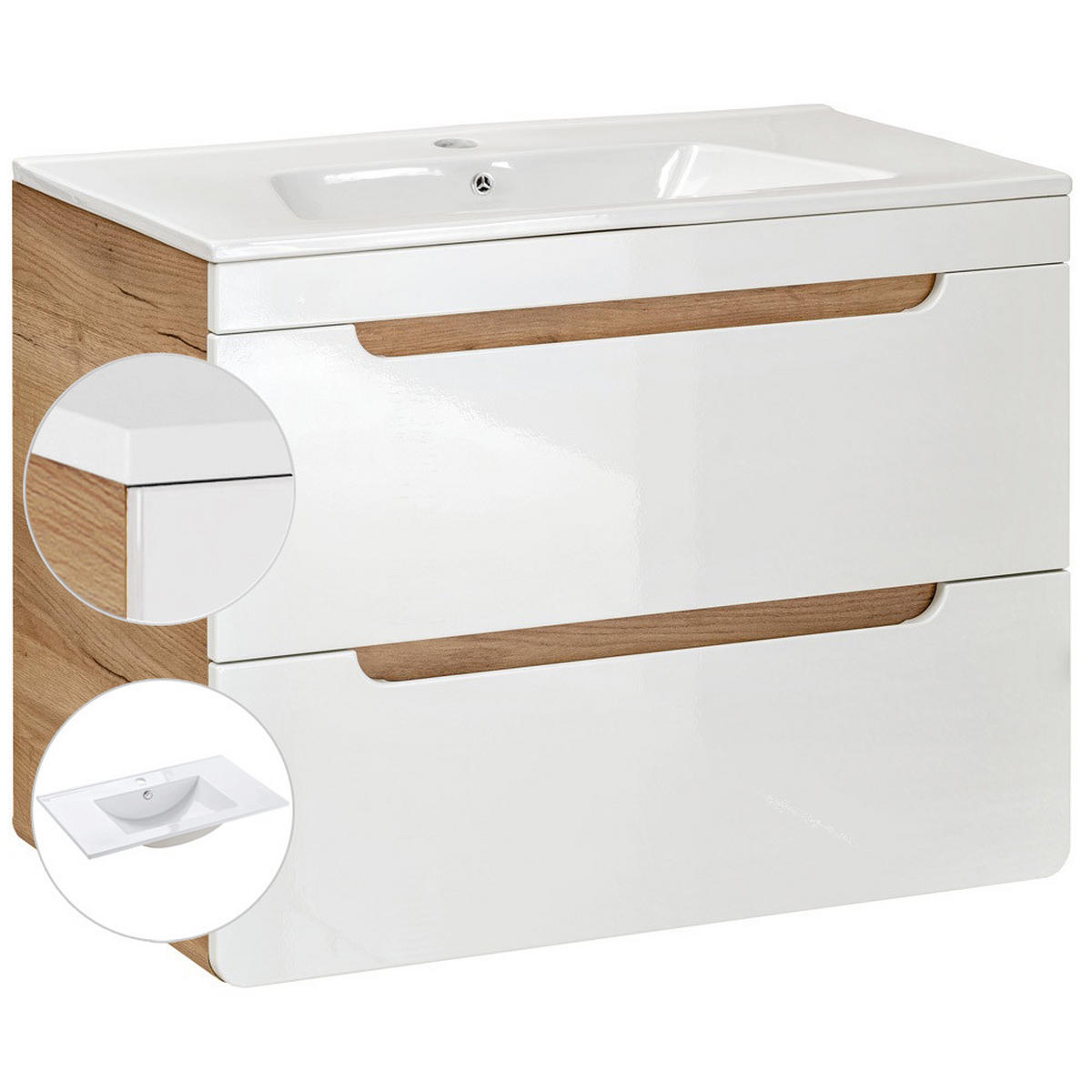 WASCHTISCH Luton-56 - Weiß, Holzwerkstoff (81/61/46cm) - Lomado