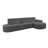 ECKSOFA mit Schlaffunktion Ottomane RECHTS MARI L2-S 368X167X85 Dunkelgrau Cord - Graphitfarben/Schwarz, Holzwerkstoff/Kunststoff (167/368cm) - ALTDECOR
