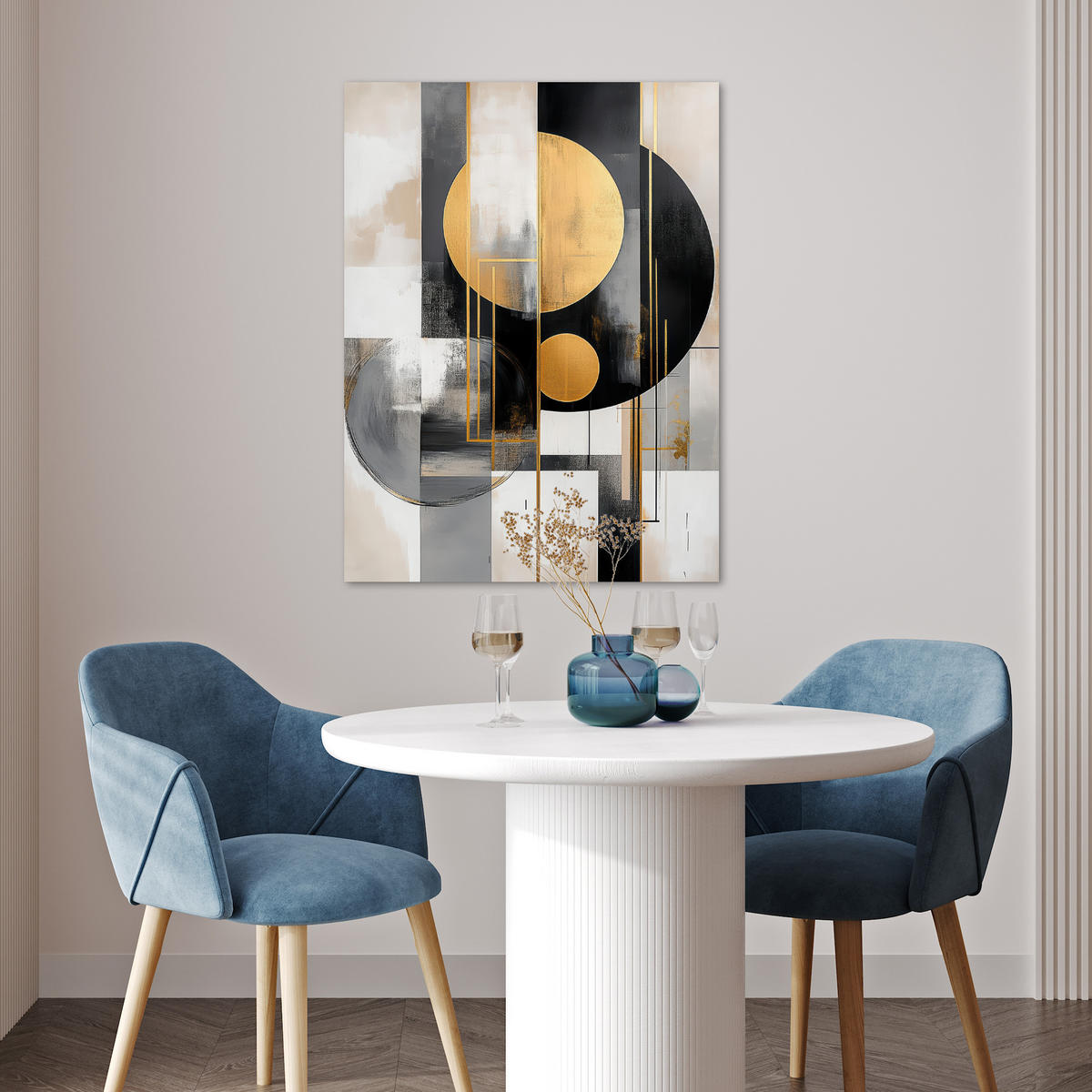 POSTER Abstrakt - Gold - Silber - Formen - Ästhetisch - Modern 60x80 cm - Goldfarben, Papier (60/80/0.1cm) - MuchoWow