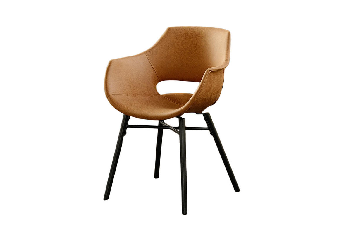 STUHL ZAJA Braun Microfaser - Dunkelbraun/Braun, Textil (57/80/59cm) - KAWOLA