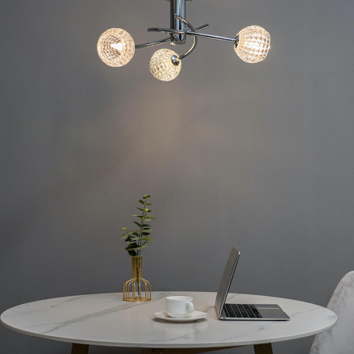 DECKENLEUCHTE Salvati, Silber/Chrom, 23.5cm - Chromfarben, Glas (23/60/23.5cm) - KOSILUM