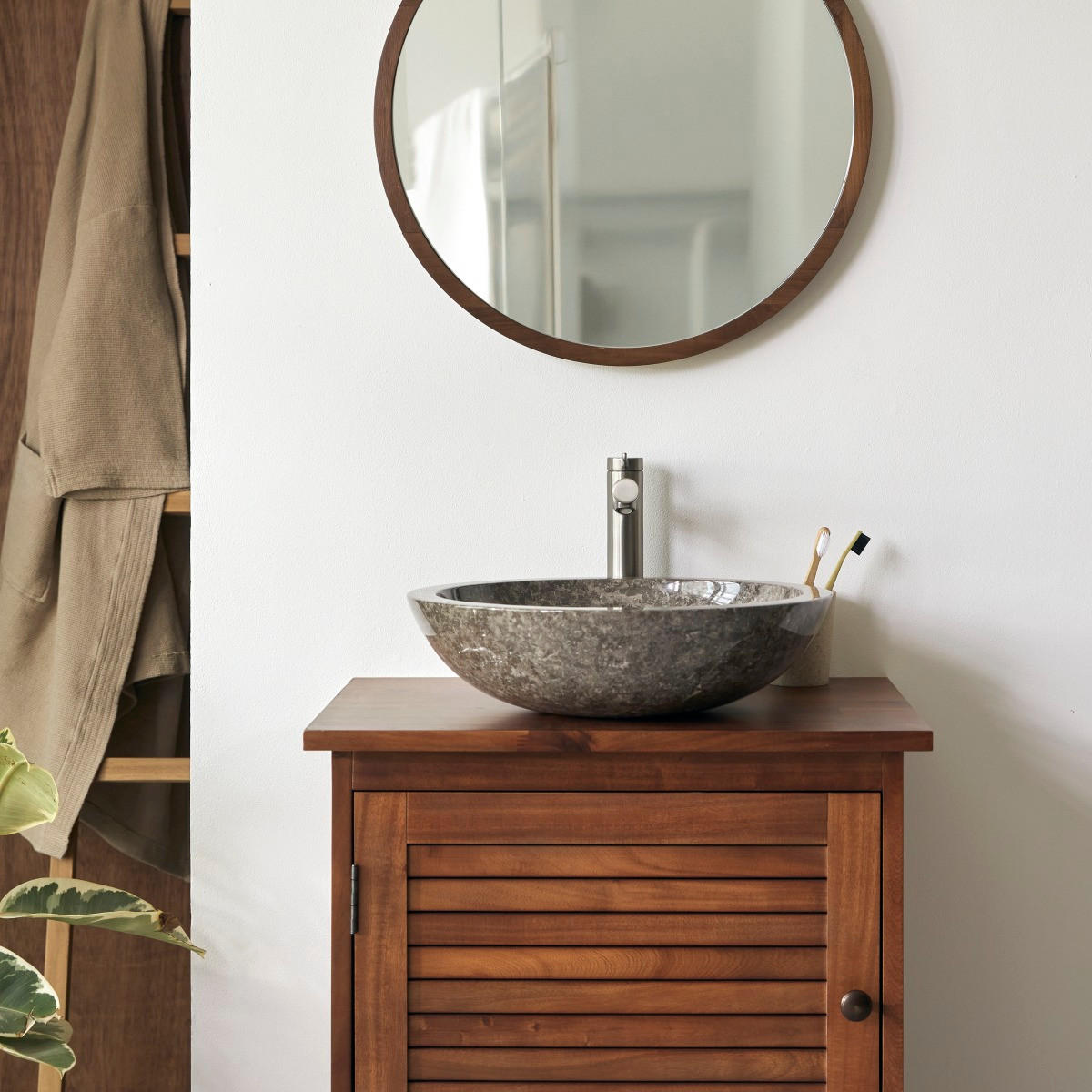 WASCHBECKEN Calypso Grau aus Marmor - Grau, Stein (43/12/43cm) - Tikamoon