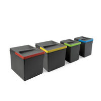 RECYCLINGBEHÄLTER für Küchenschublade, Höhe 216mm, 2x12l, 2x6l, Kunststoff anthrazitgrau 4er-set - Anthrazit, Kunststoff (23.5/39/33cm) - EMUCA