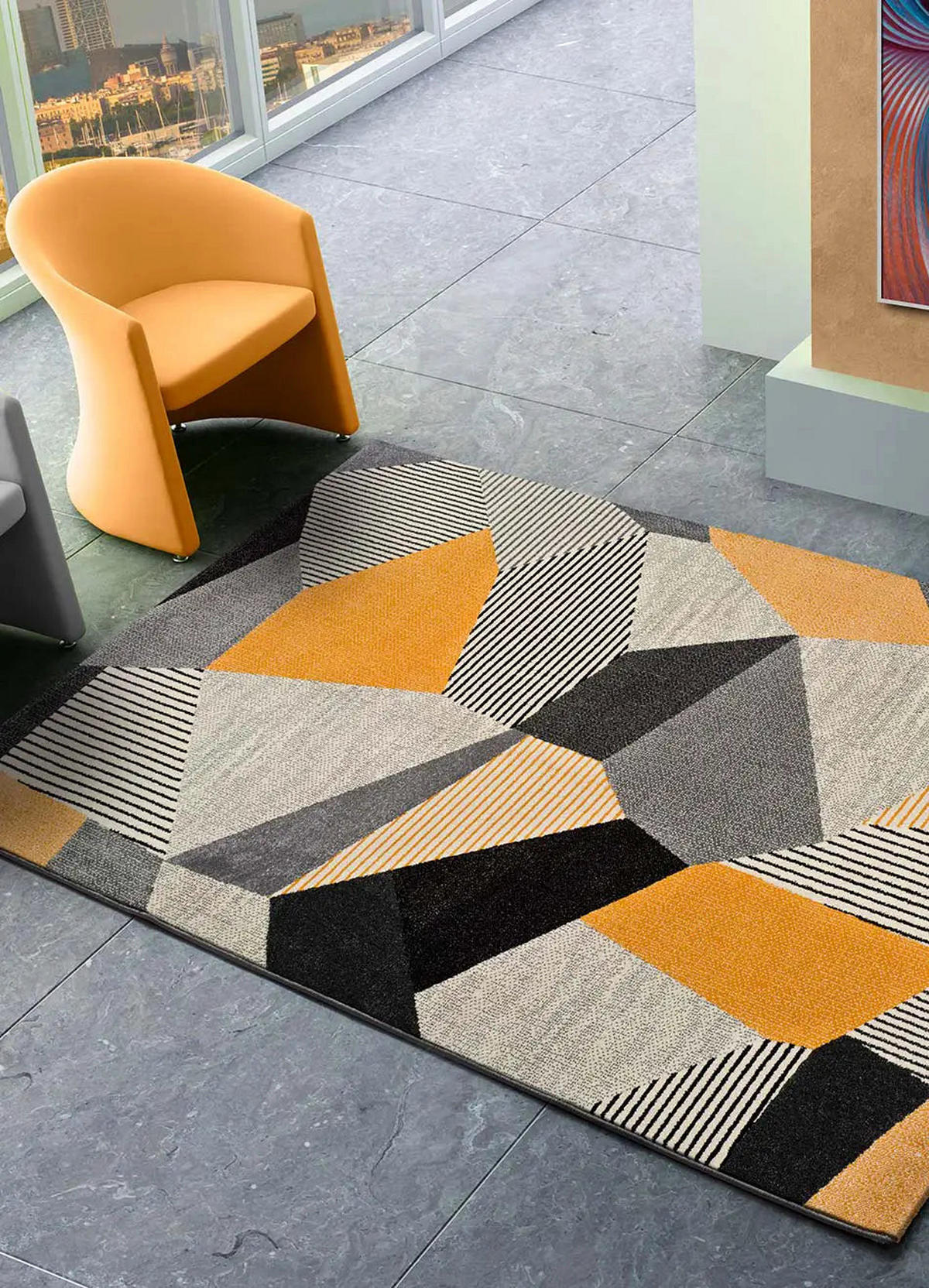 WEBTEPPICH Grau Gladys 60/120 cm - Dunkelgelb/Grau, Naturmaterialien/Textil (60/120cm) - Atticgo