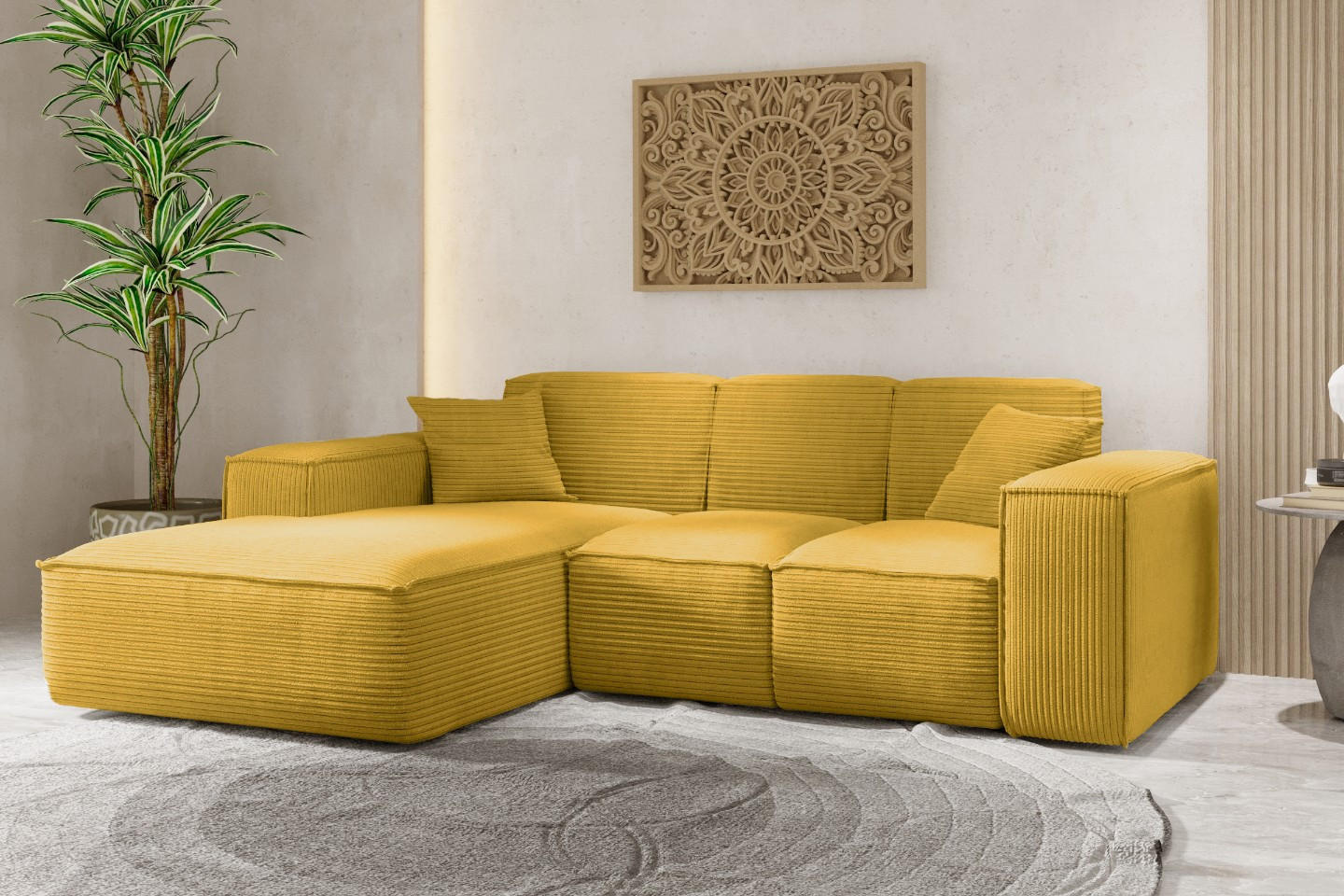 ECKSOFA L-Form Wohnzimmer SIENA Stoff Poso Gelb Links - Gelb, Holz/Textil (165/266cm) - Kaiser Möbel