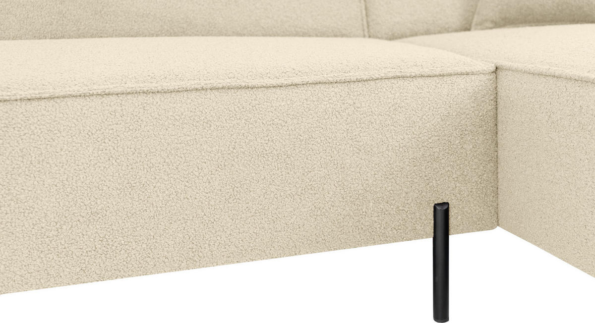 ECKSOFA Hana Loft 3-Sitzer Ecke Rechts, Boucle, Beige 241/80/168 cm - Beige/Schwarz, Textil/Metall (241/168cm) - WFL GROUP