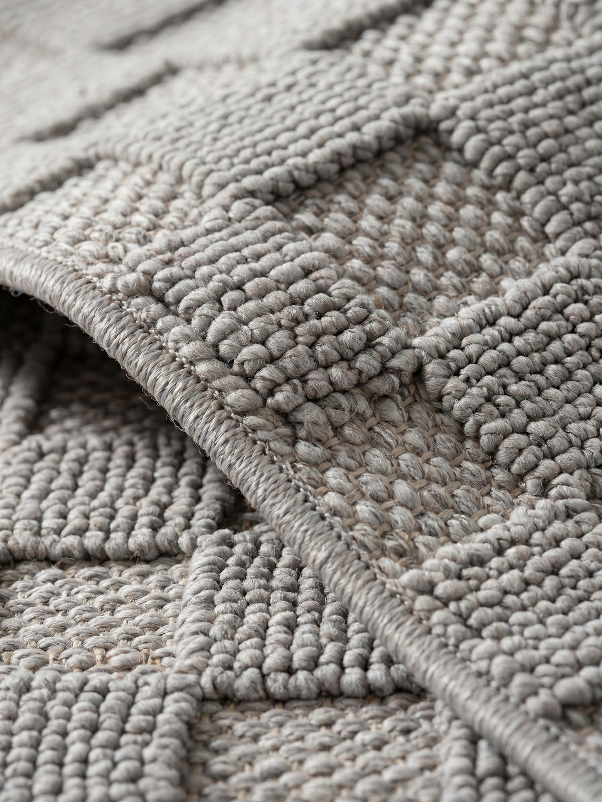 TEPPICH Flachgewebe LANGAU in Silber, mit Schachbrettmuster, Ø 120 cm - Silberfarben, Textil (120/120cm) - KADIMA DESIGN