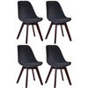 STUHL 4er Set Samt schwarz - Walnussfarben/Schwarz, Holz/Textil (48/84/55cm) - CLP