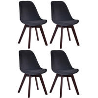 STUHL 4er Set Samt schwarz - Walnussfarben/Schwarz, Holz/Textil (48/84/55cm) - CLP