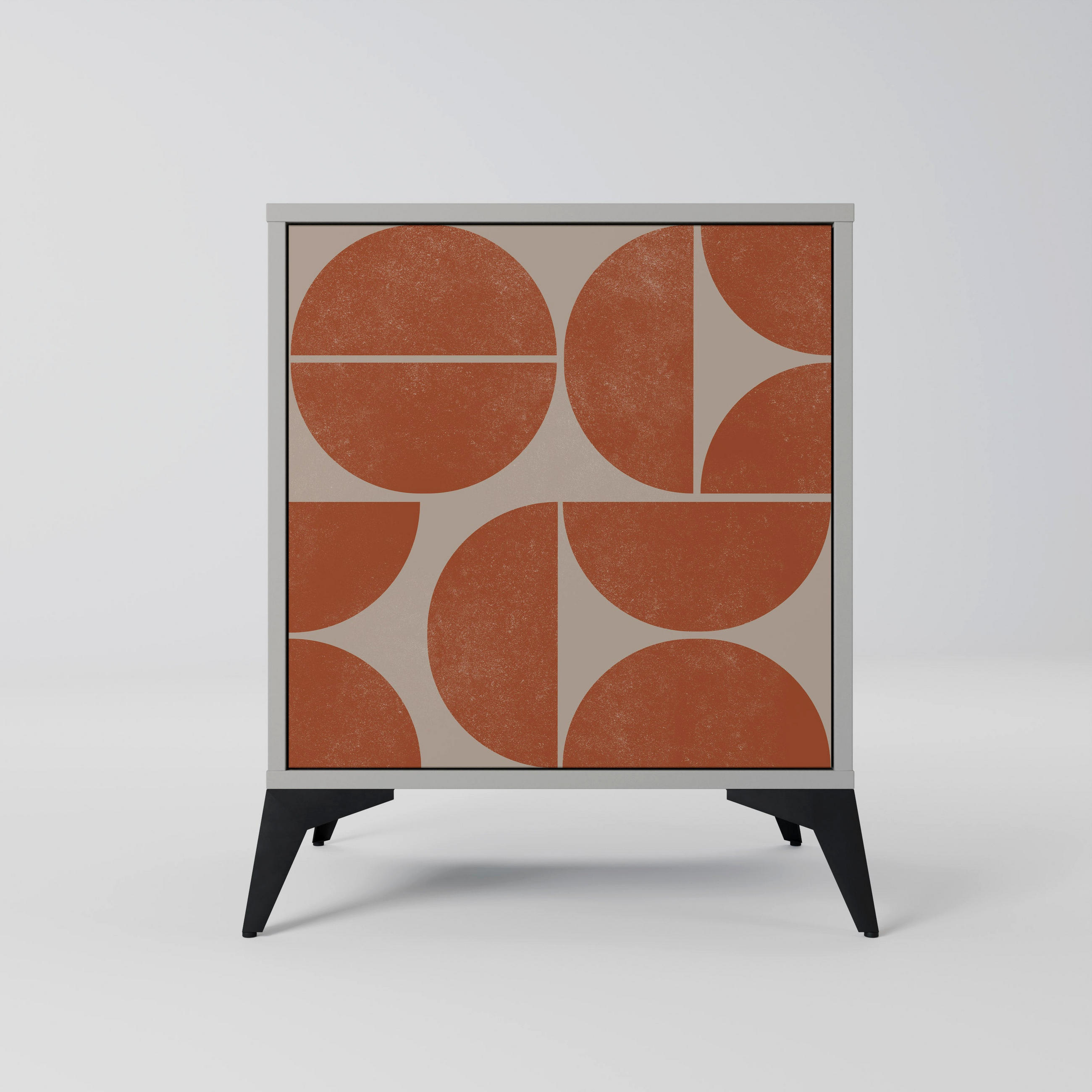 SIDEBOARD REPETITION COMPULSION, Grau, 57,5x42x70,5 cm, Schwarze Metall-Sternfüße - Multicolor/Schwarz, Holzwerkstoff/Metall (57.5/70.5/42cm) - SpaceRebels