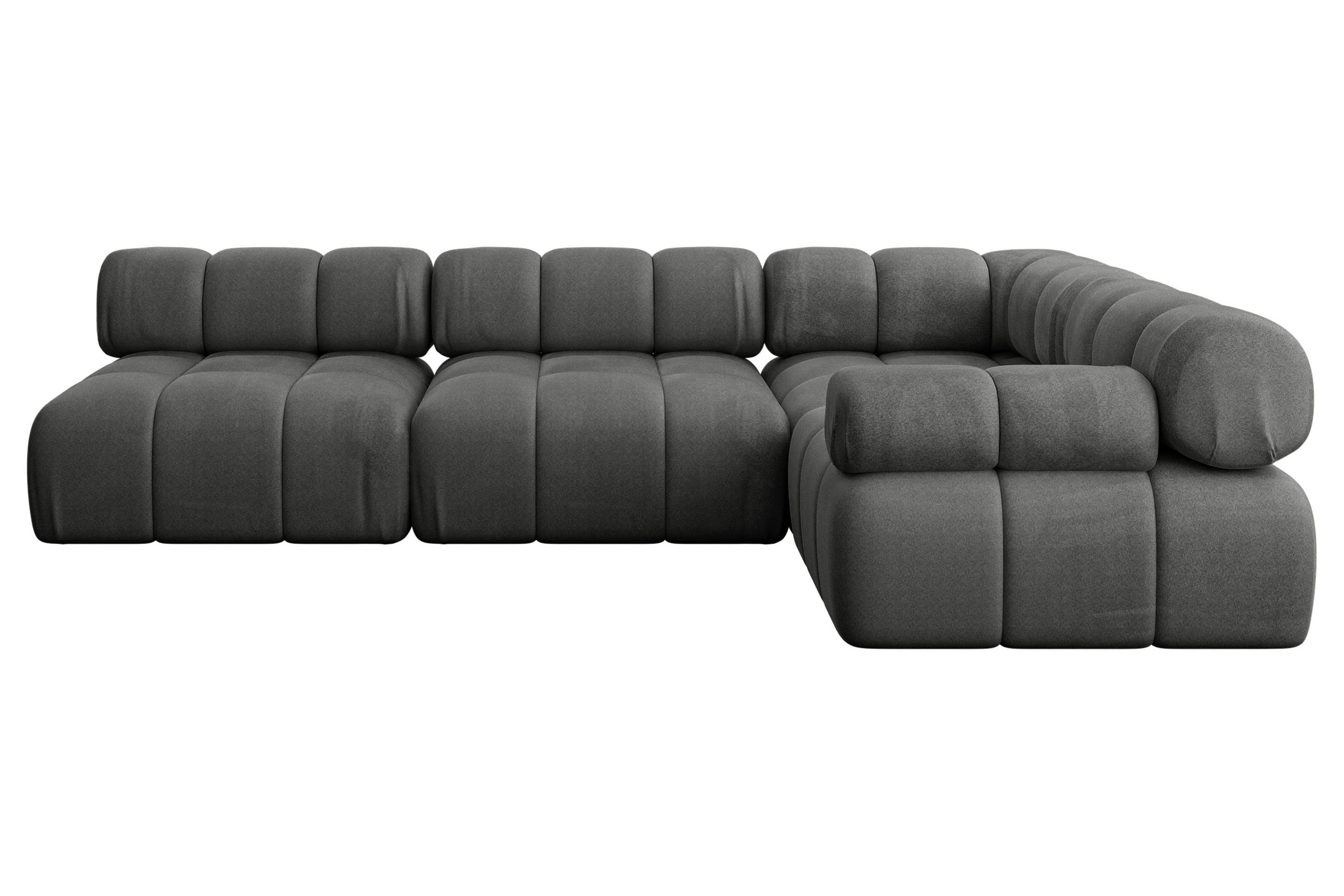 ECKSOFA modulares Sofa Mende-L2 - 285x190x70 cm Dunkelgrau Velours - Dunkelgrau, Holzwerkstoff/Textil (285/190cm) - ALTDECOR