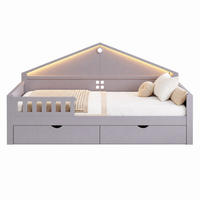 BETT mit LED und 2 Schubladen 90x200 cm Grau - Grau, Holz (90/200cm) - Meubliv